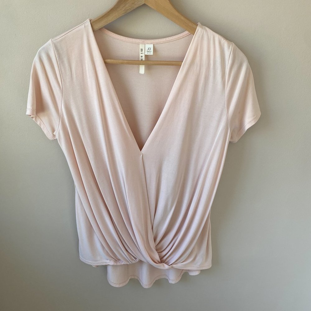 Blush Pink Faux Wrap Shirt | Francesca's